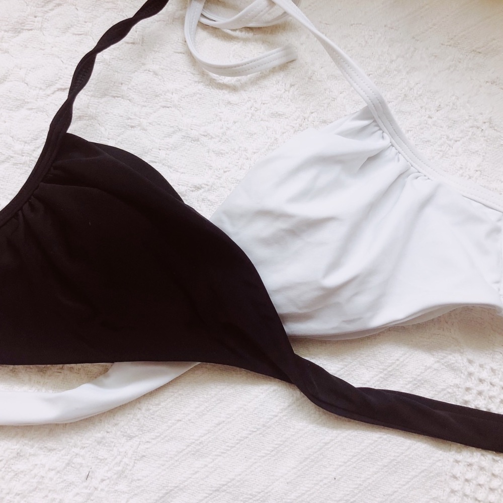 Black and White Wrap Bikini Top